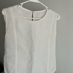 White Linen Sleeveless Top